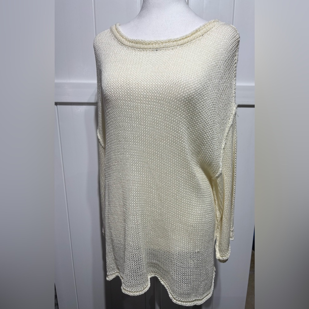 New POL cream mesh-like long sleeve top